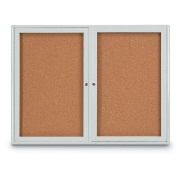 Double Door Radius Corkboard, 48"x36", Sat